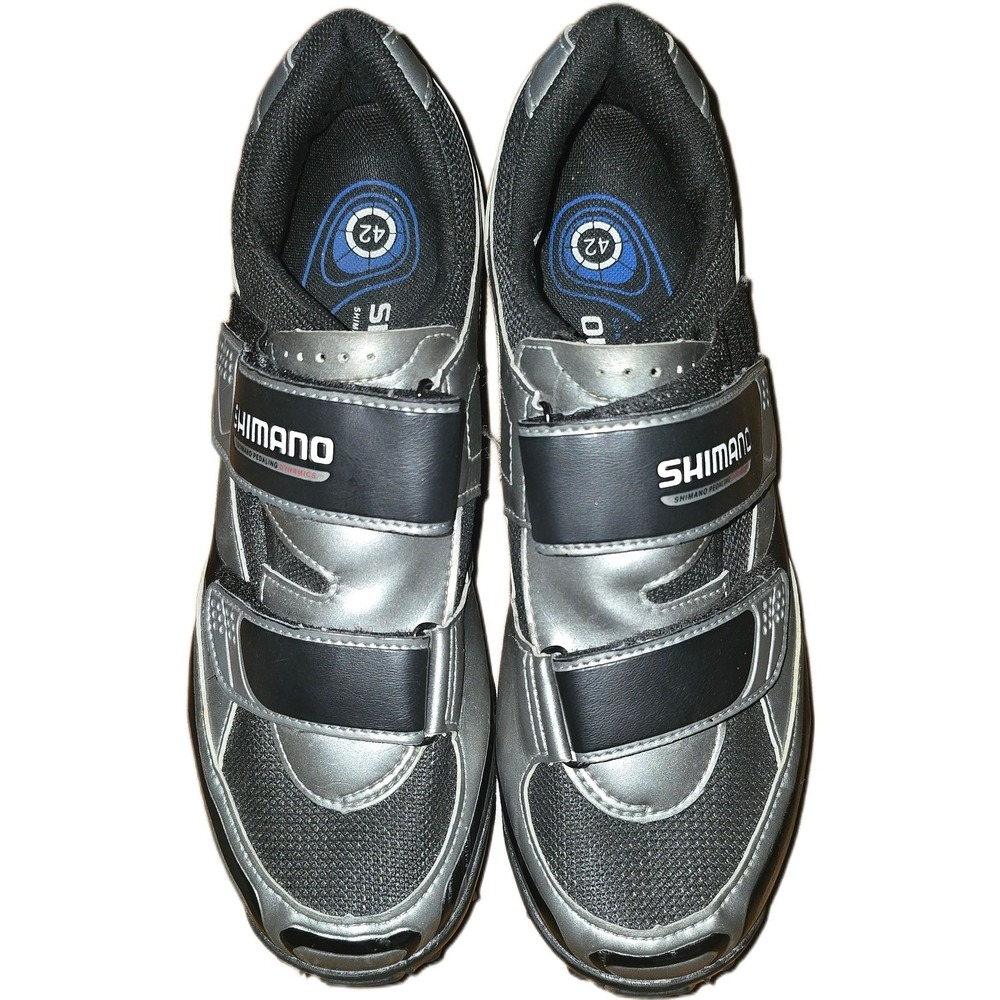 Shimano SH-M076 SPD Mountain Bike Shoes Silver Black Mens Size 42 Cycling Cleats